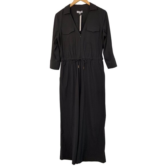 Calvin Klein Womens Black Wide-Leg Cropped Jumpsuit Size 8 3/4 Sleeves NWT 8749 - Picture 3 of 13
